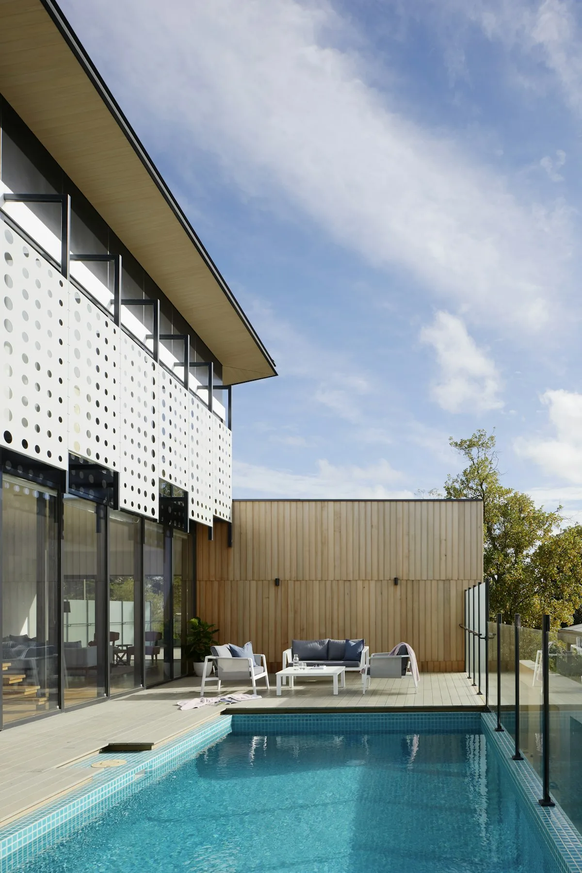 Courtyard hardscape with seating and paver surfaces